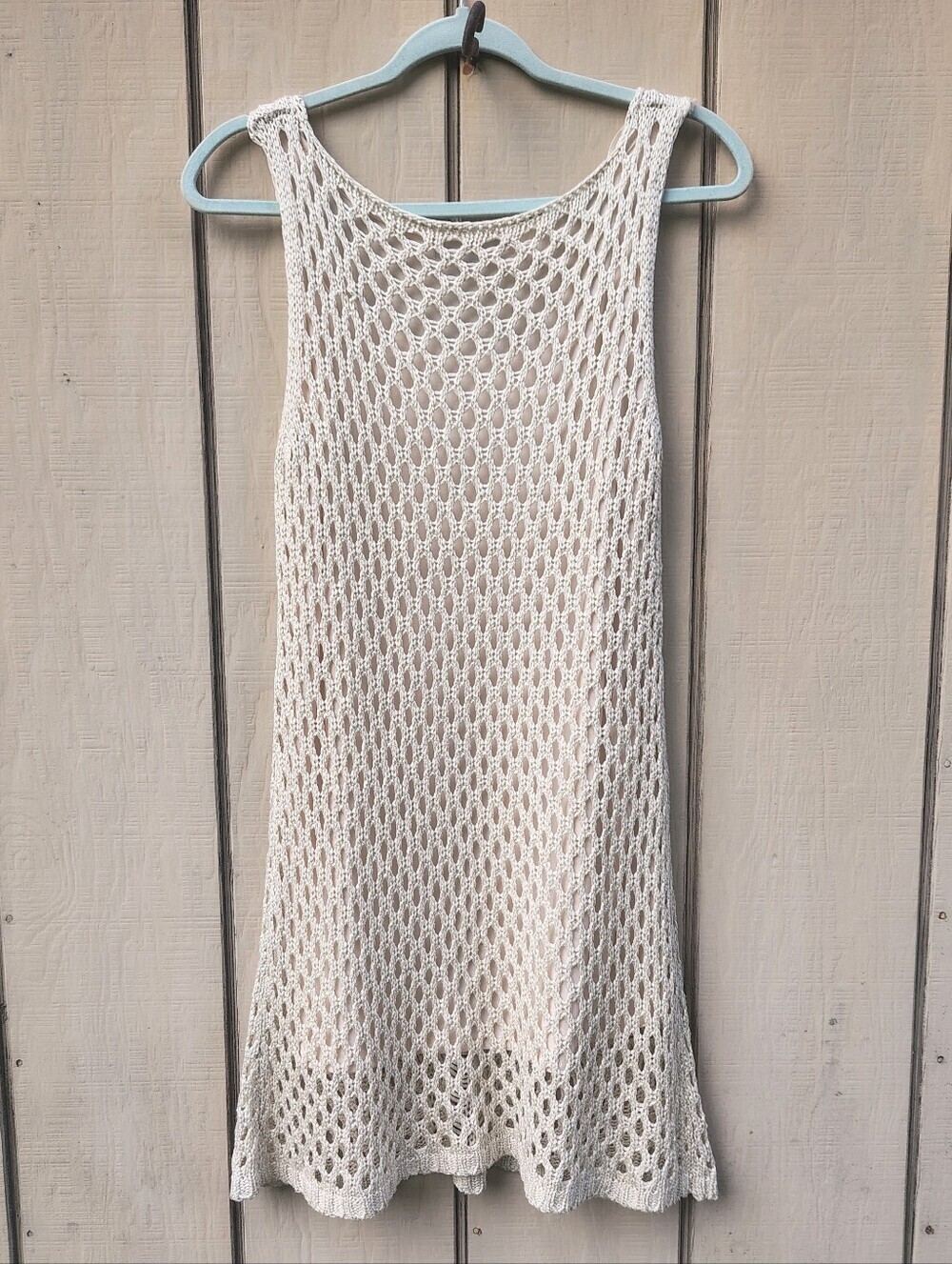 Two Sisters Boho Hippie Crochet Mini Dress Sleeveless M Cream Coastal Cowgirl - Picture 4 of 7